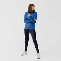 Zip Warm women's long-sleeved running T-shirt - dark blue