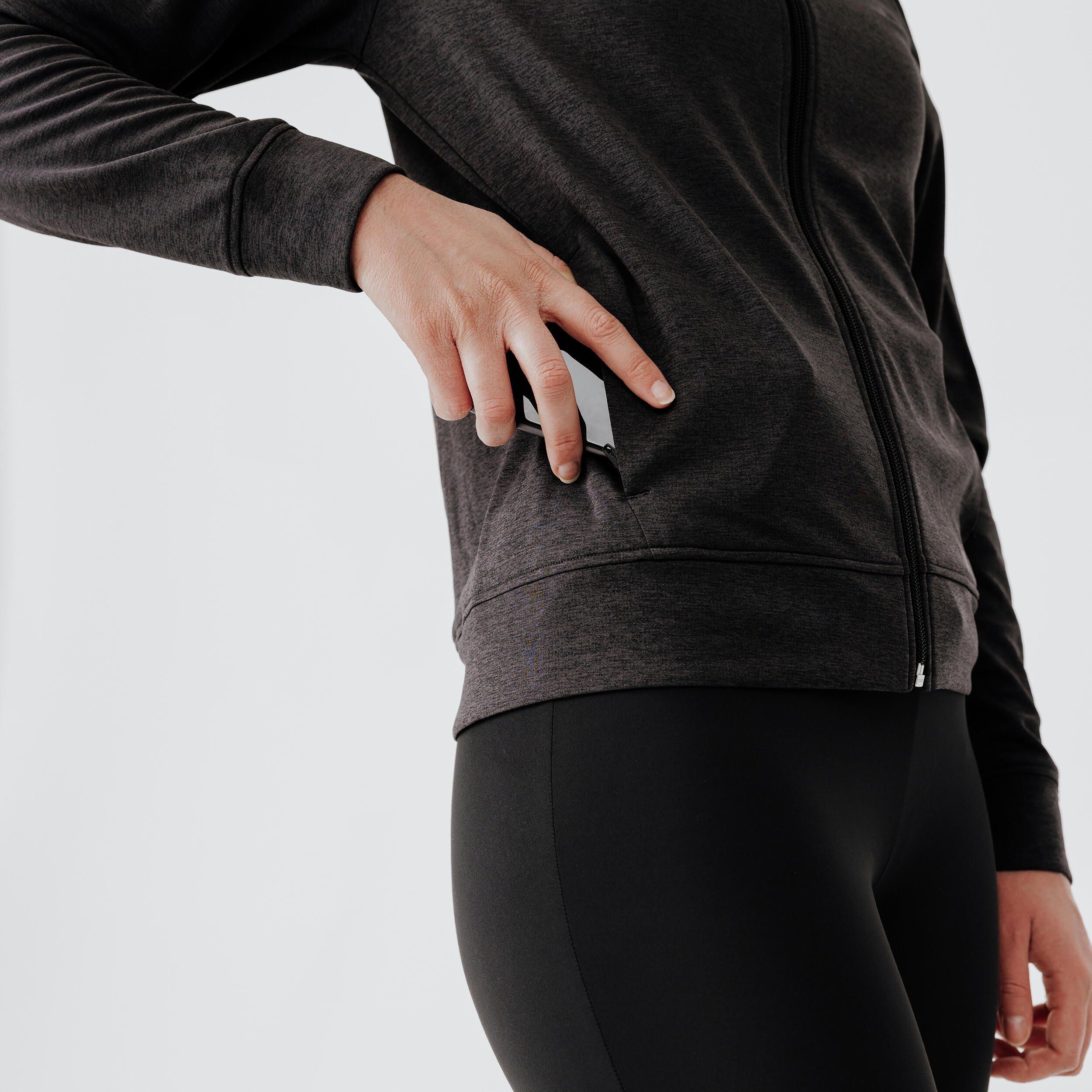 Manteau de course femme – Dry noir - KALENJI