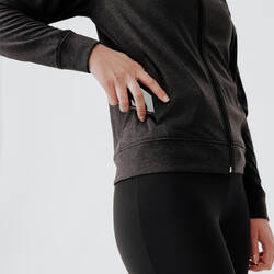 Women's breathable running jacket-KIPRUN Run 100 Dry-Black and smoke grey