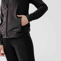 Women's breathable running jacket-KIPRUN Run 100 Dry-Black and smoke grey