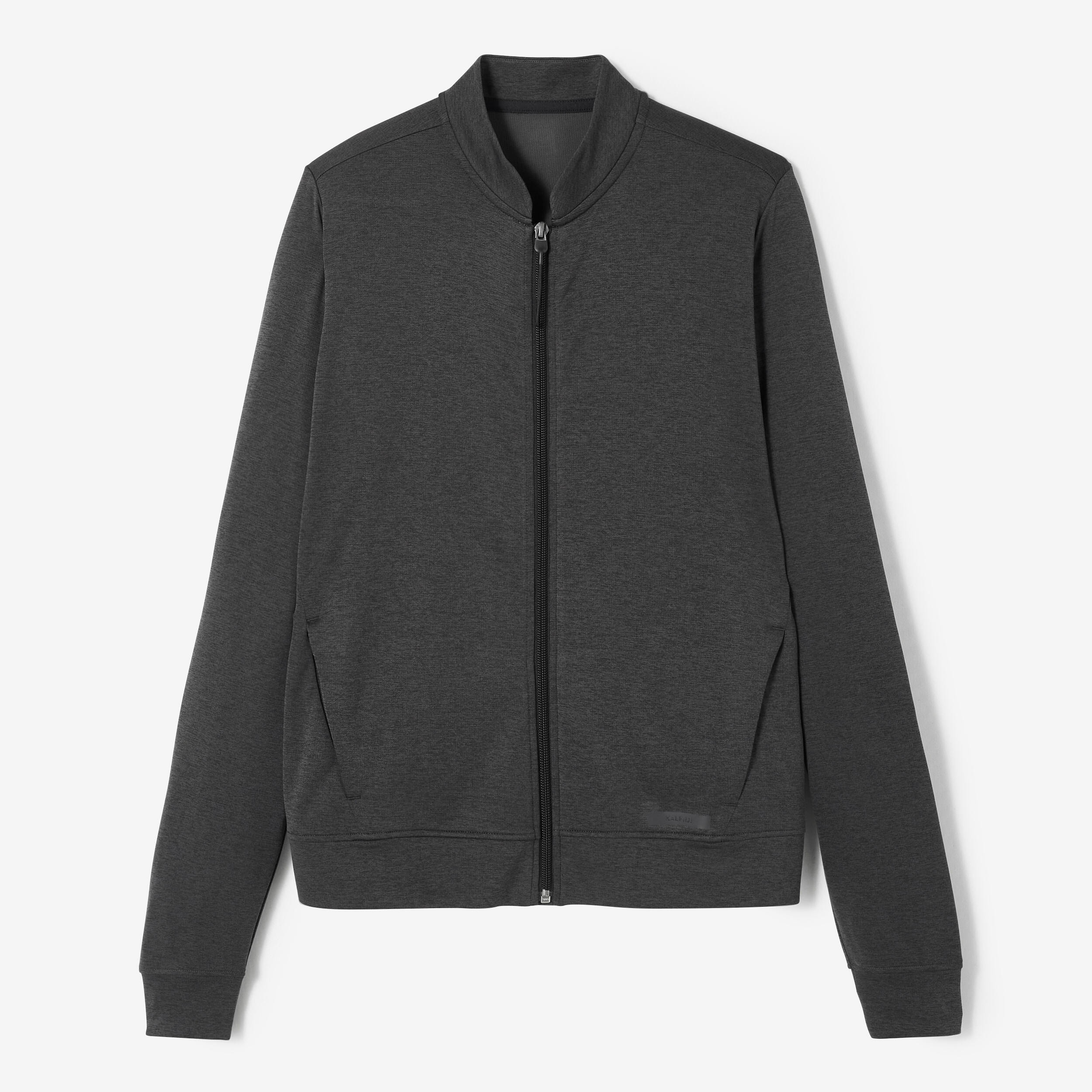 Women's breathable running jacket-KIPRUN Run 100 Dry-Black and smoke grey
