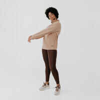 Women's zipped-collar running sweatshirt Warm + - beige