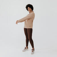 Sweat running chaud col zip femme - Warm + beige