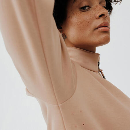 Толстовка жіноча Warm + для бігу комір на блискавці бежева