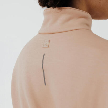 Толстовка жіноча Warm + для бігу комір на блискавці бежева