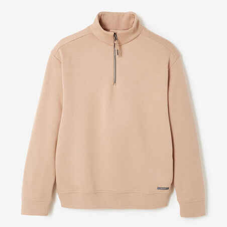 Women's zipped-collar running sweatshirt Warm + - beige