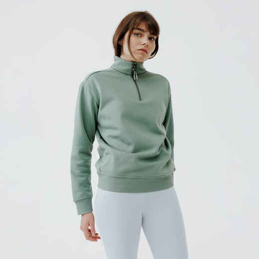 
      Women's zip-collar running sweatshirt Warm+ - green
  