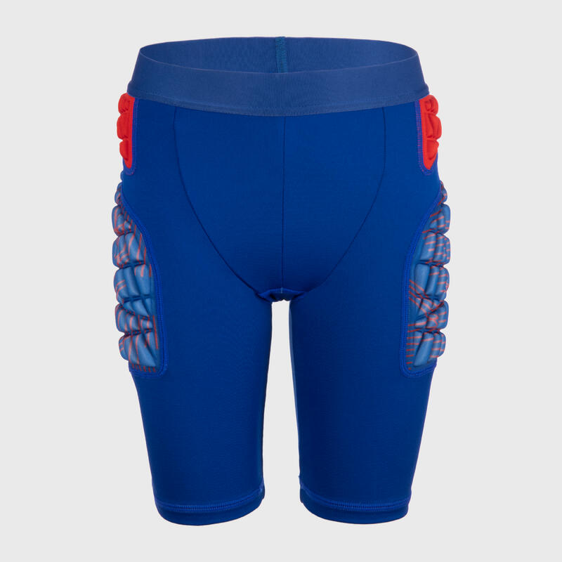 Sotto-pantaloncini di protezione rugby bambino R 500 blu-rosso