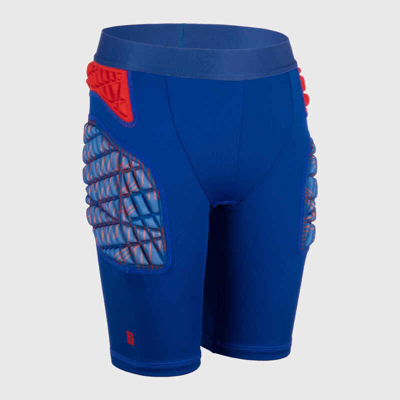 Kids' Protective Rugby Undershorts R500 - Blue/Red