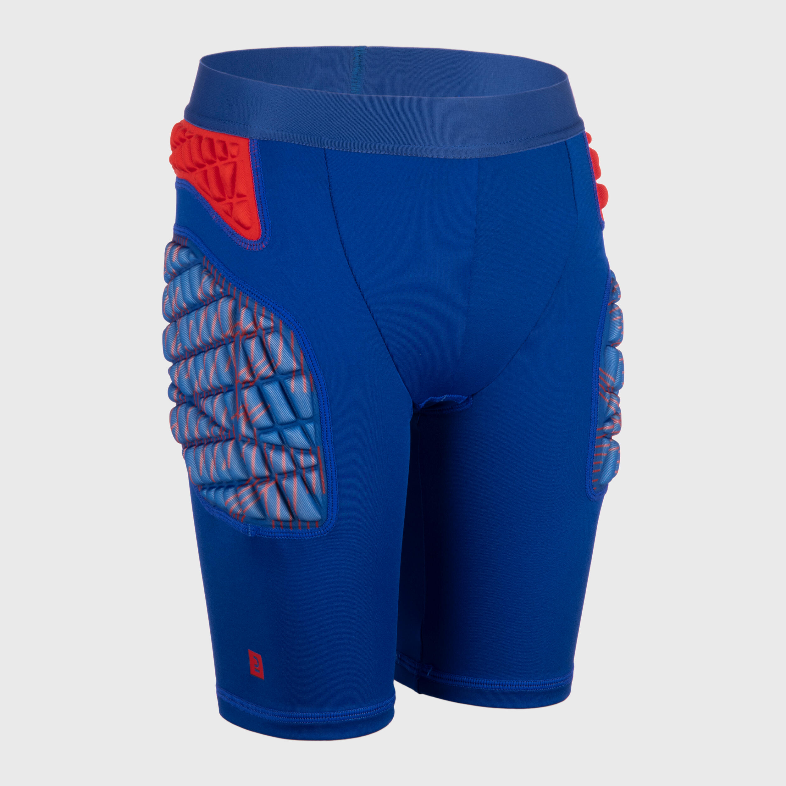 Short interior de proteccion de rugby Nino R500 azul rojo