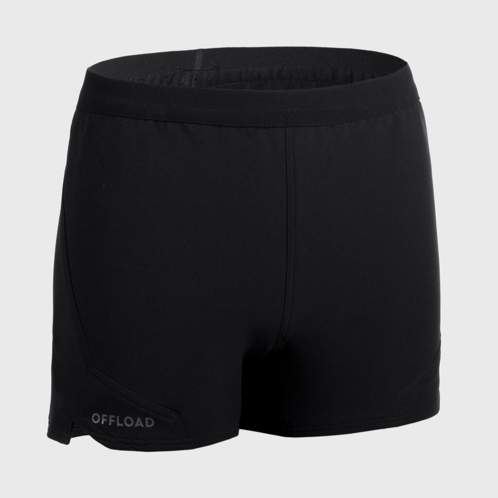 Rugbyshorts R500 Kinder schwarz