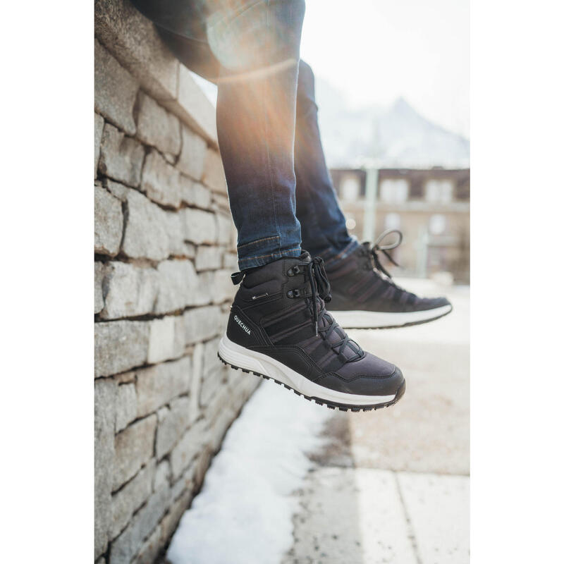 Botas de caminhada quentes e impermeáveis homem, NH500 Mid preto