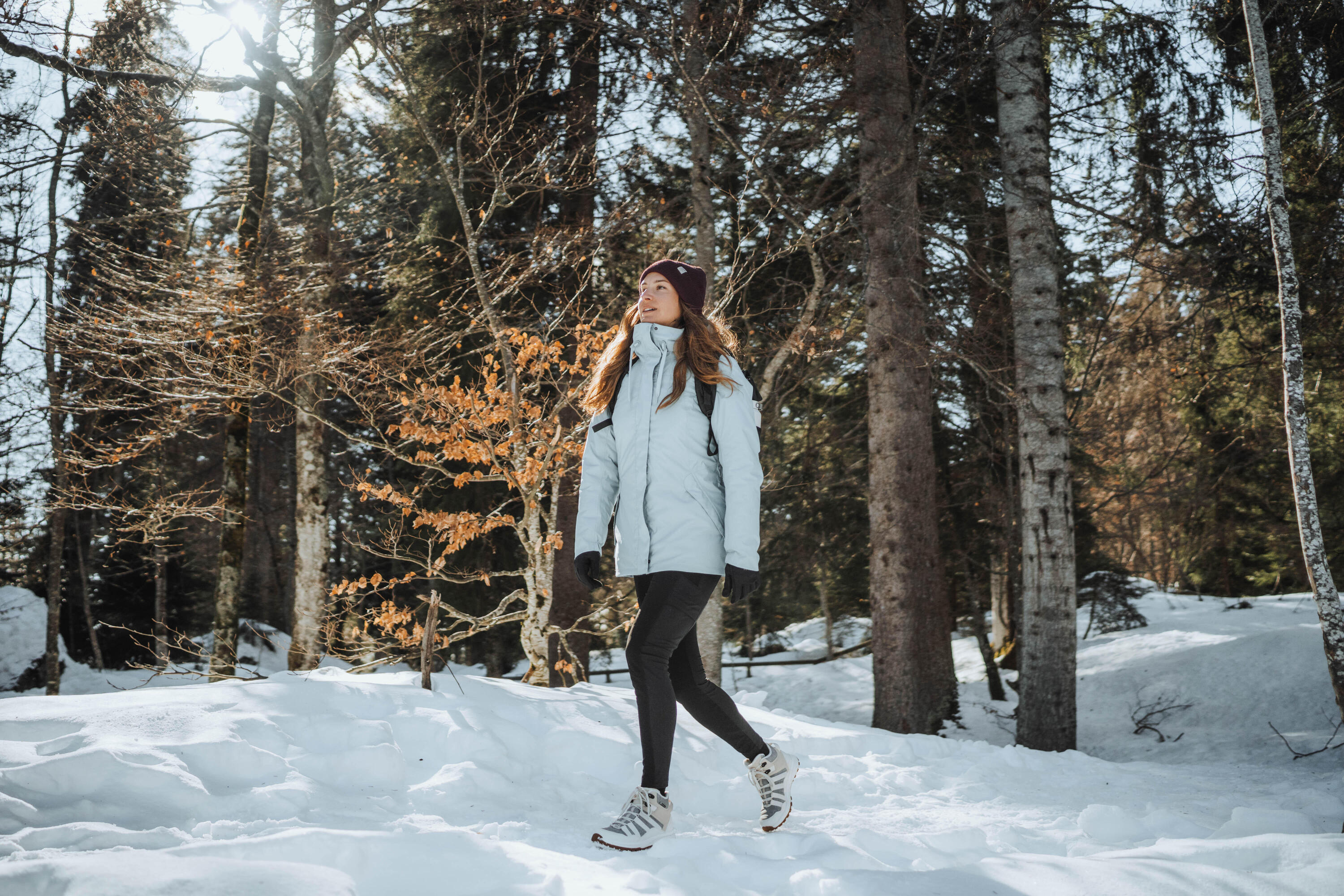 Wasserdichte Winterjacke -10°C Wandern Damen, NH500 Blau 18/19
