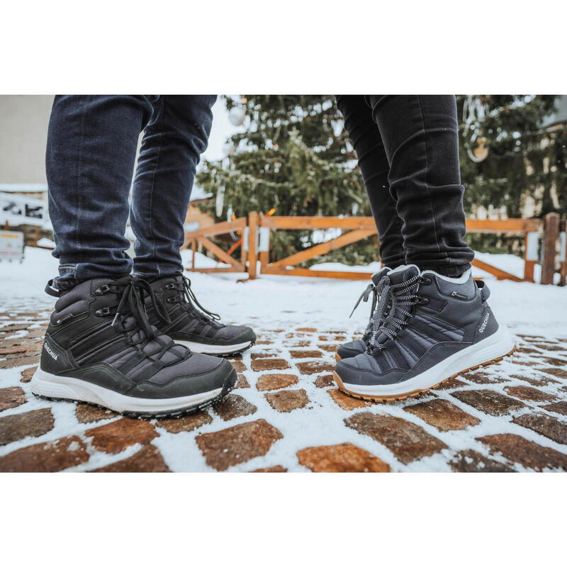 Botas de caminhada quentes e impermeáveis homem, NH500 Mid preto