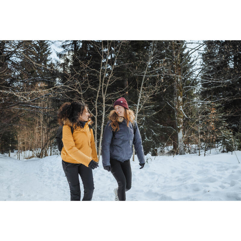 Winterjacke Damen Blouson warm bis -8°C wasserdicht Winterwandern - SH500 blau
