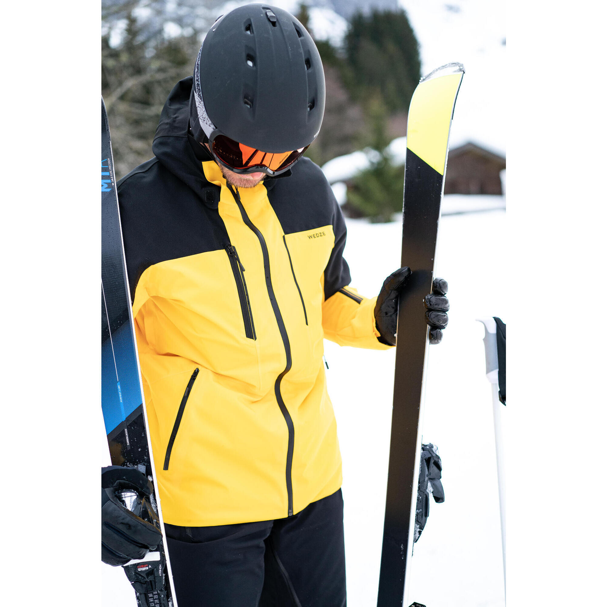 Men's Ski Jacket - 500 SPORT yellow and black