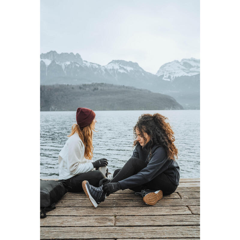 Warme waterdichte wandelschoenen voor de sneeuw dames SH500 mid