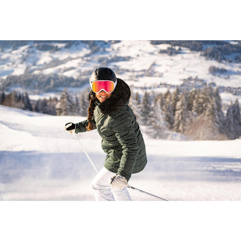 Veste de ski chaude mi-longue femme 100 - verte