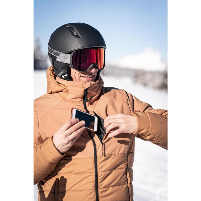 Veste de ski chaude mi-longue homme 100 -marron