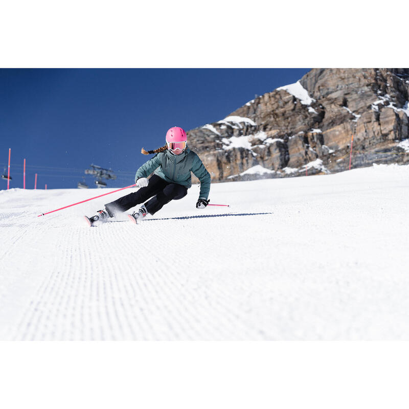 WARME DONSJAS VOOR SKIËN VOOR DAMES 900 WARM GROEN