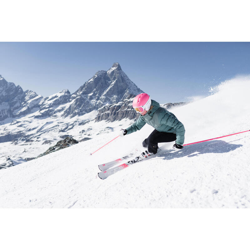 WARME DONSJAS VOOR SKIËN VOOR DAMES 900 WARM GROEN