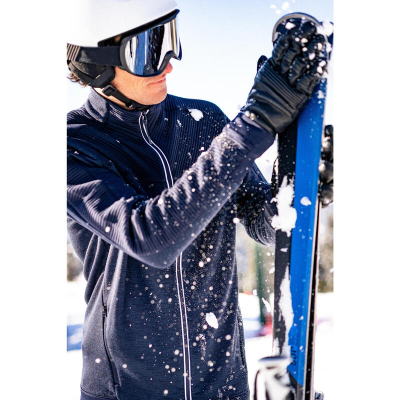 Chaqueta polar de esquí y nieve lana merina Hombre Wedze SKI-P 500 azul