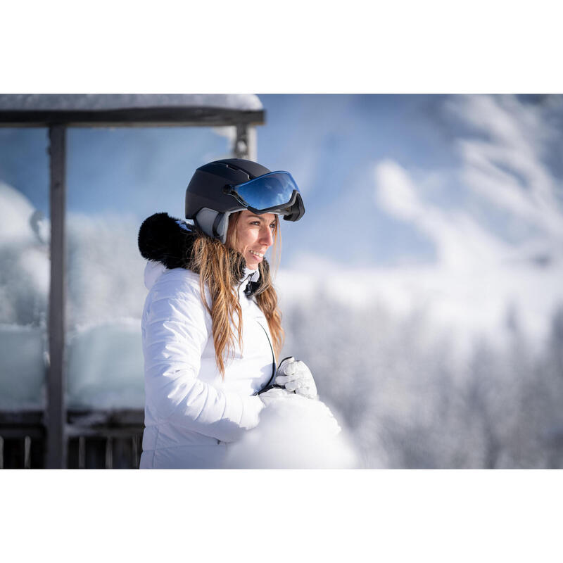 Veste de ski chaude mi-longue femme 100 -blanche