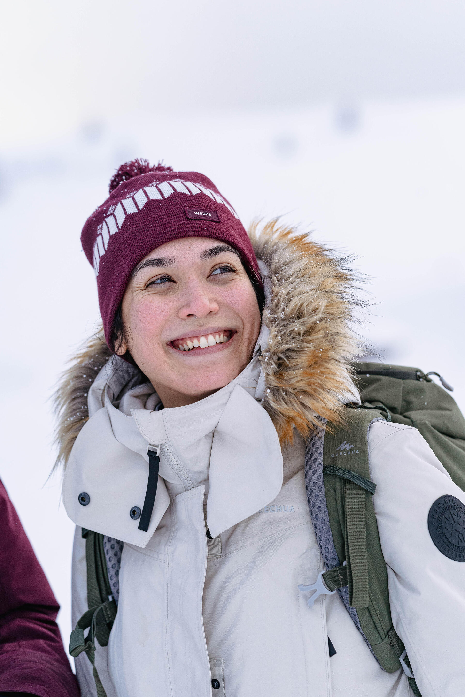 -20°C Women's Waterproof Snow Hiking Parka Jacket SH900 Beige