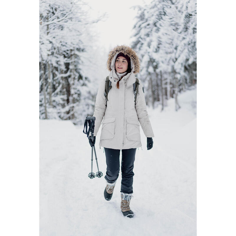 Parka de randonnée -20°C imperméable femme, NH900 beige