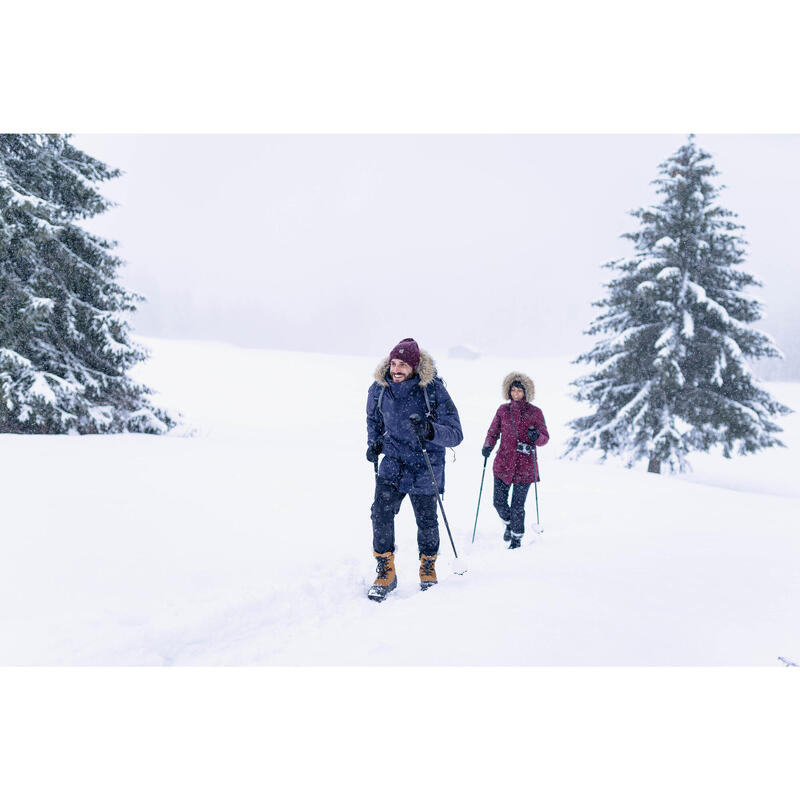 Cizme Piele Iarnă Călduroase Impermeabile Drumeție pe zăpadă SH900 Maro Bărbaţi 