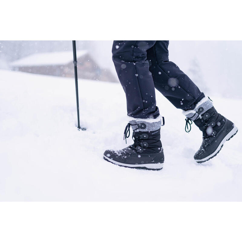 Botas Caminhada Neve Quentes Impermeáveis Mulher SH500 Cano Alto Reforço interno