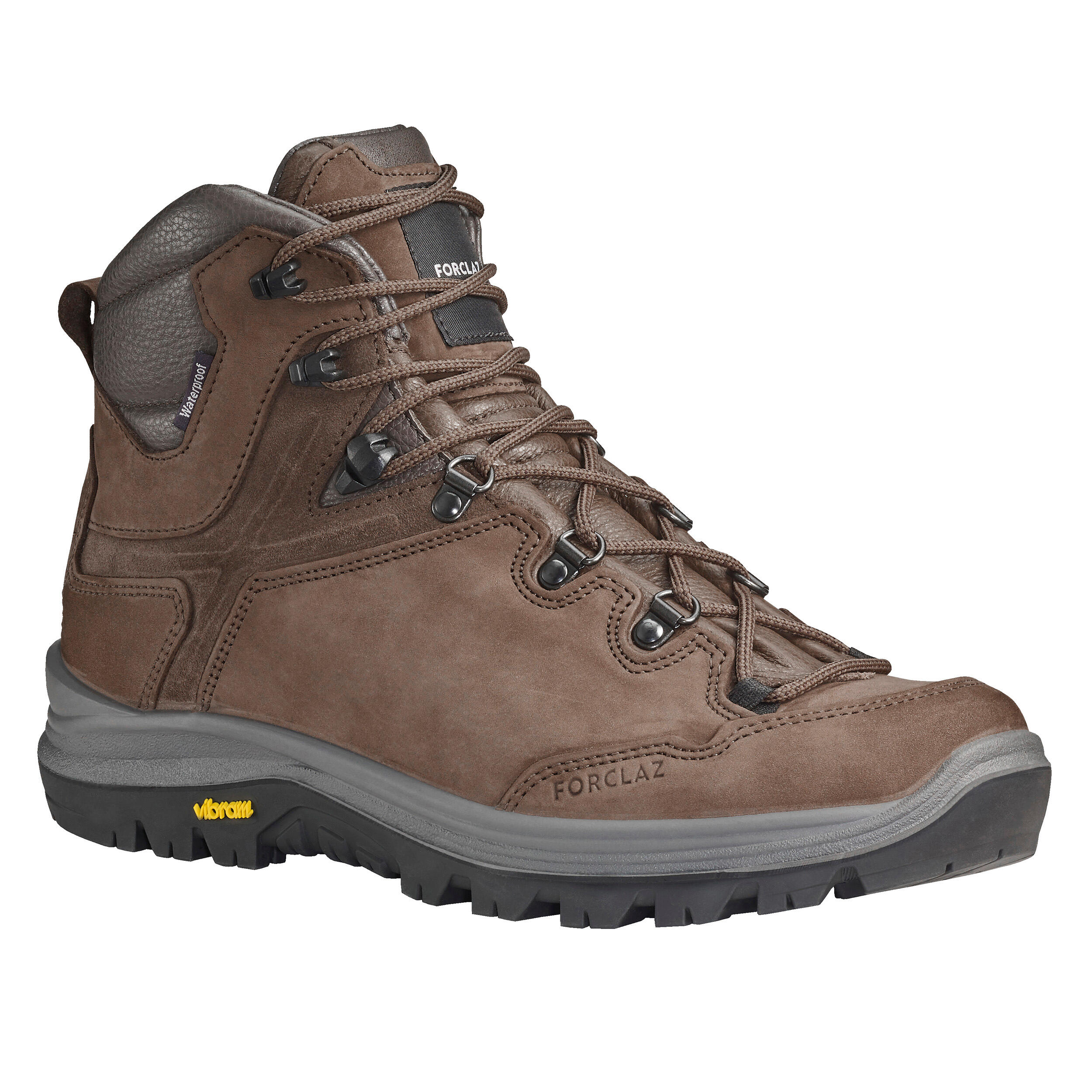 Men’s Leather Hiking Boots – MT 500 - Walnut brown, Charcoal grey ...