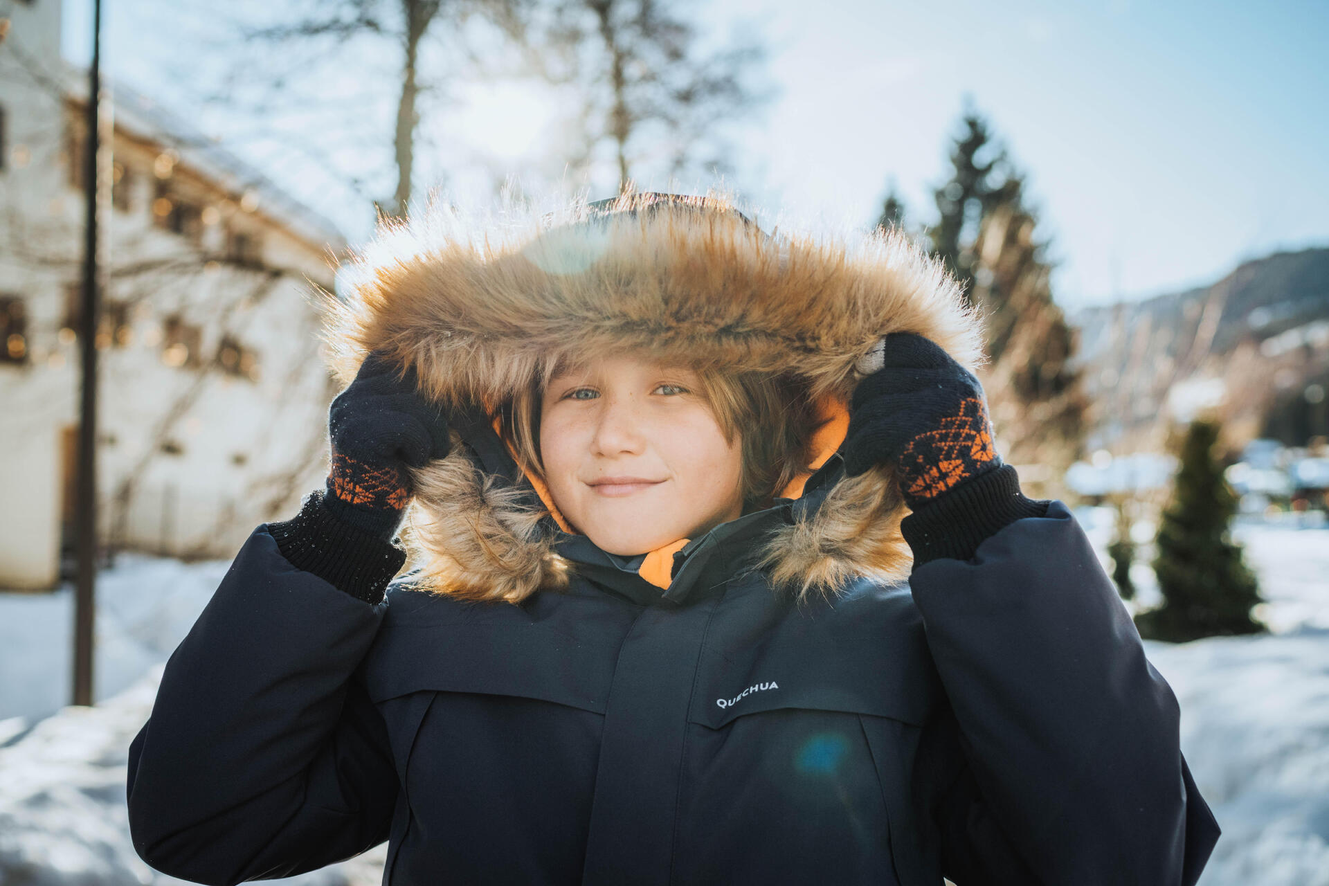 Junior Winter Bomber Jacket NH500 Navy