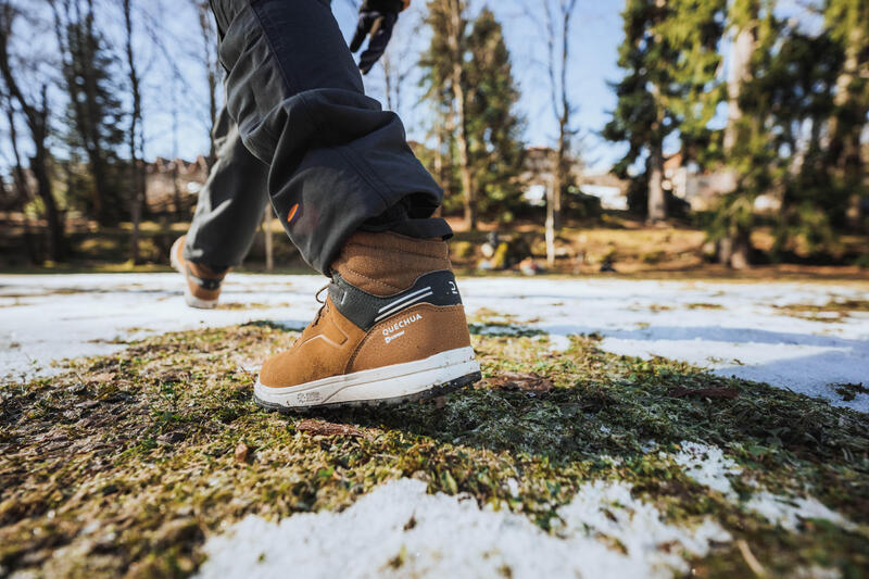 Botas quentes e impermeáveis de caminhada - Criança - SH500 Couro - 35-38