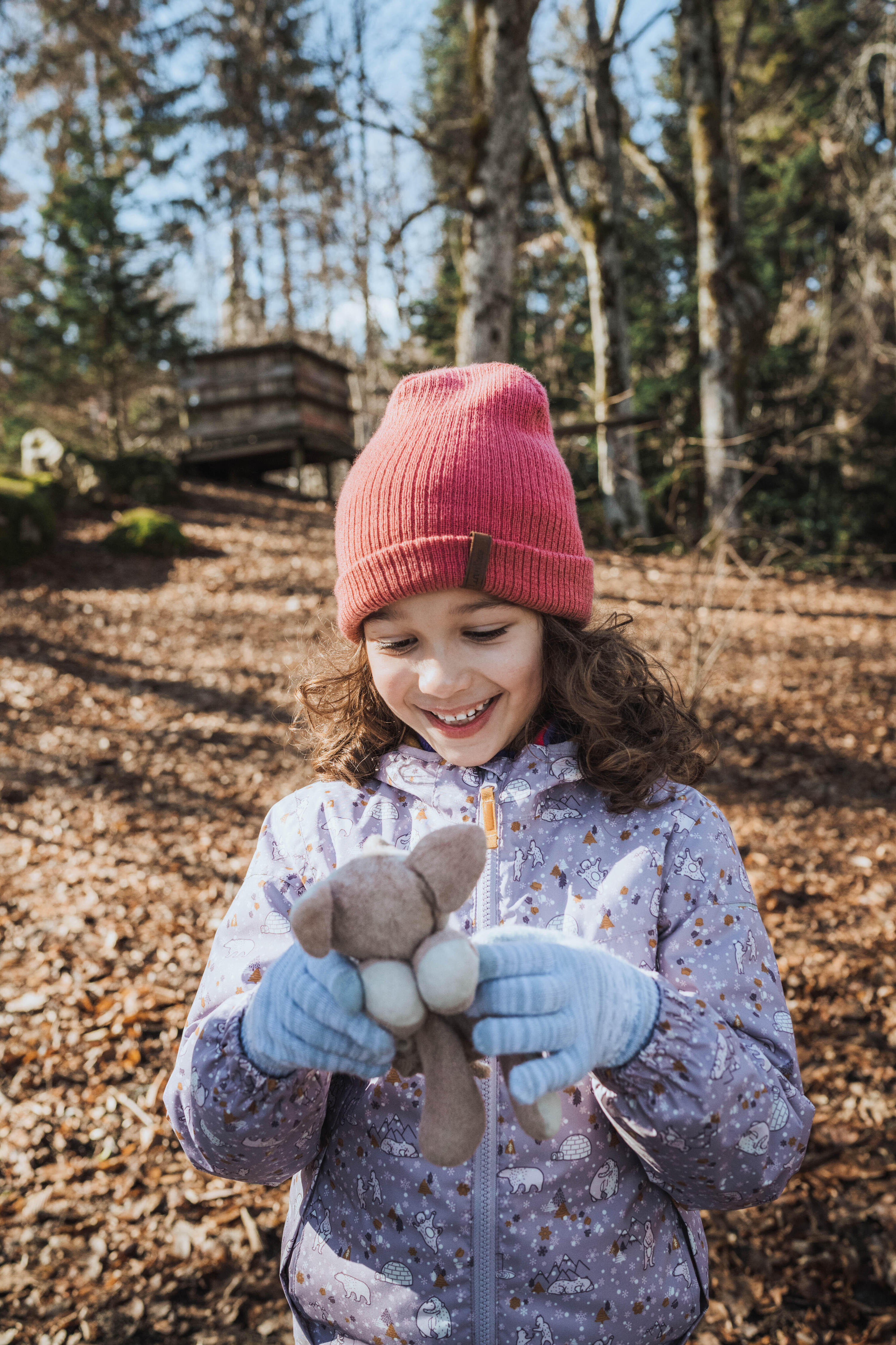 KIDS’ TOUCHSCREEN COMPATIBLE HIKING GLOVES - SH100 KNITTED - AGED 4-14 YEARS 3/5