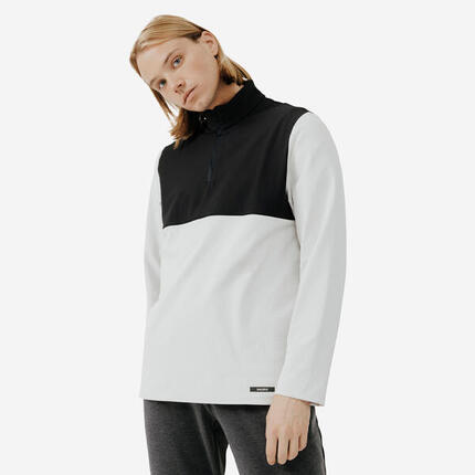 T-shirt zip chaud manches longues de running homme - kiprun run 500 warm gris