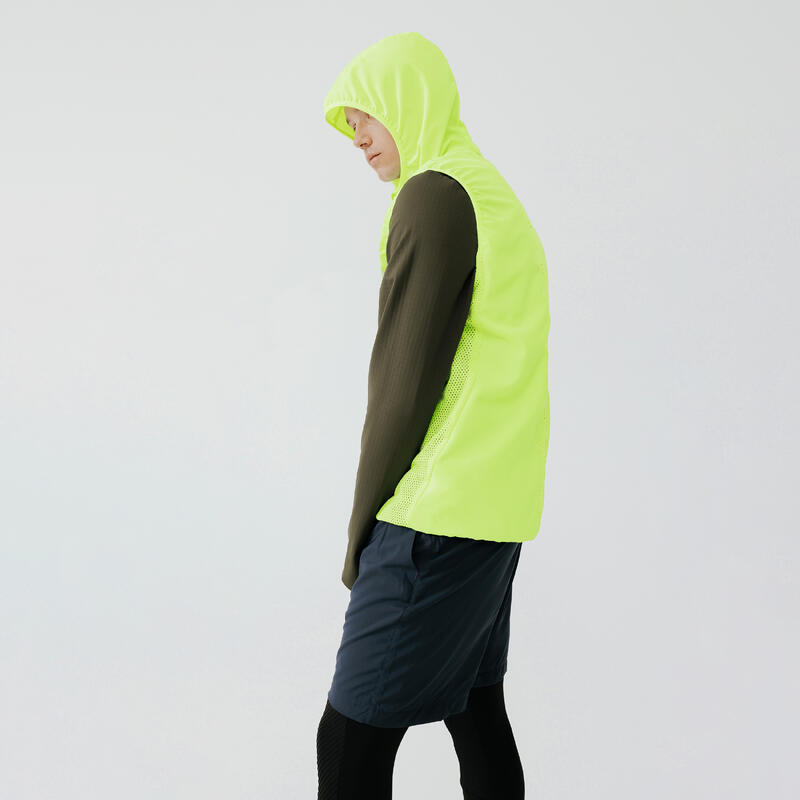 Chaleco cortavientos running Hombre Kalenji Run Wind amarillo