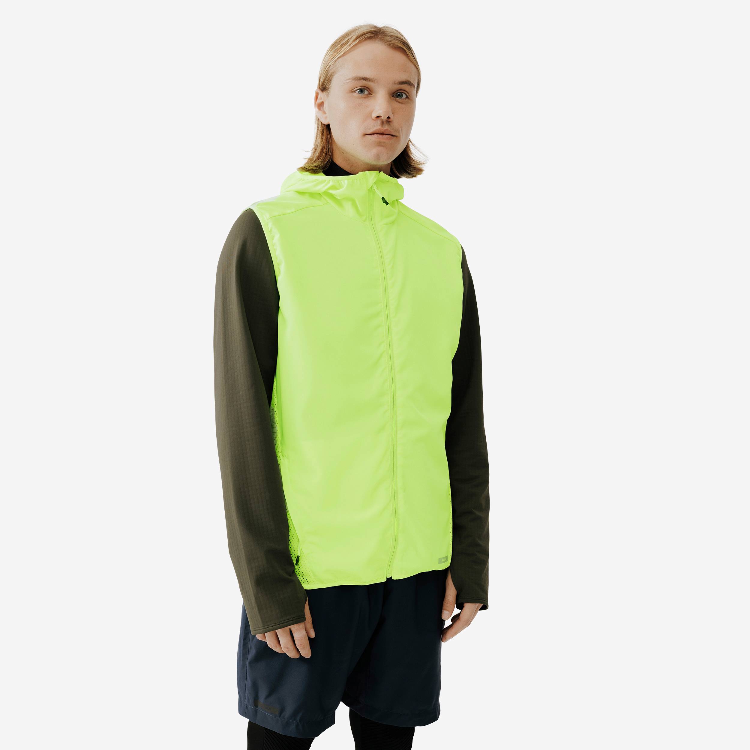 VESTE COUPE VENT DE RUNNING HOMME KALENJI RUN WIND JAUNE FLUO pour les  clubs et collectivités