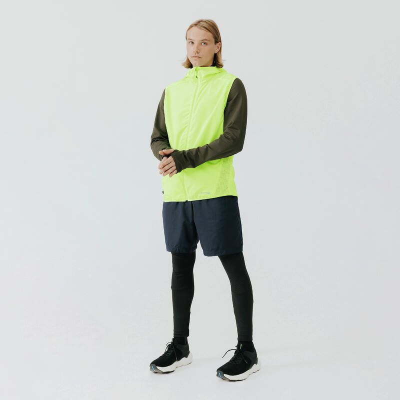 Vestă protecție vânt Alergare Jogging Run Wind Galben Fluorescent Bărbați 