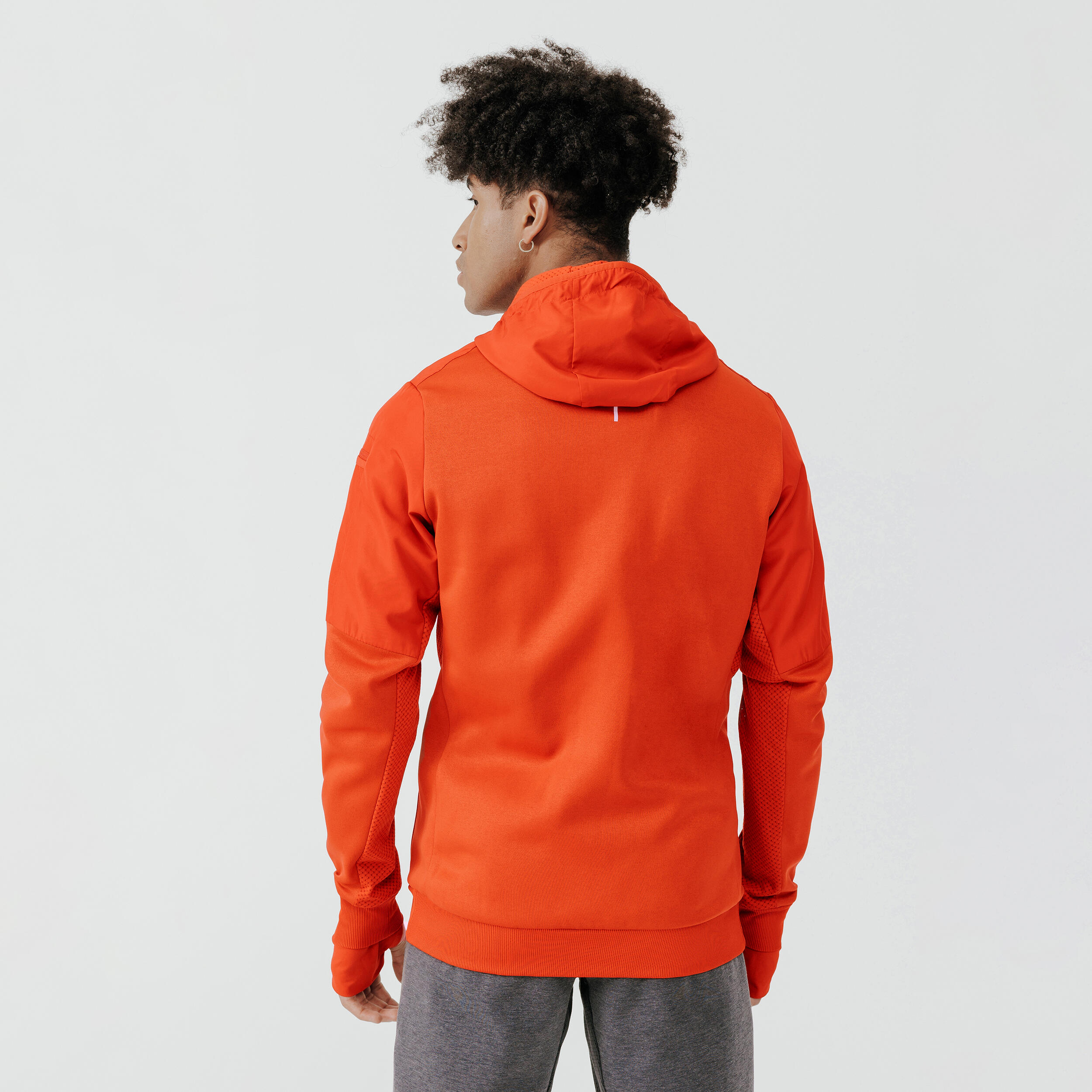 Kalenji Warm+ Men's Running Zipped Hoodie Sweatshirt - Brick Red 2/8