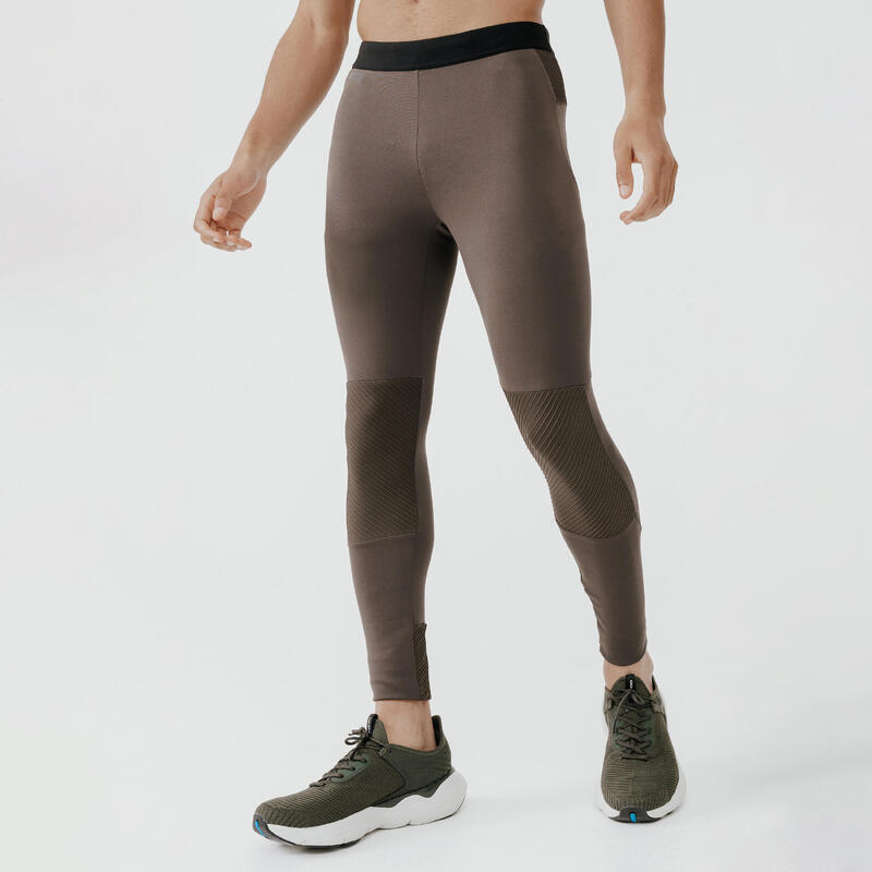 Men's warm running tights - Warm + - Khaki