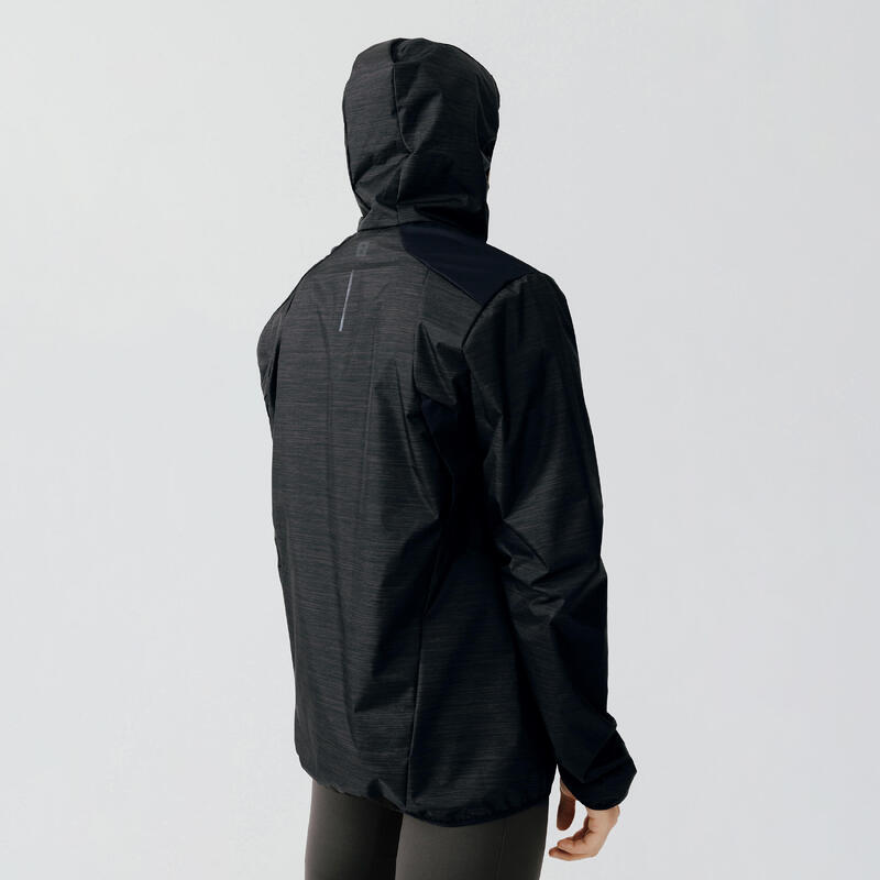 Chaqueta cortavientos Running Hombre perlante Kalenji Run Rain negro