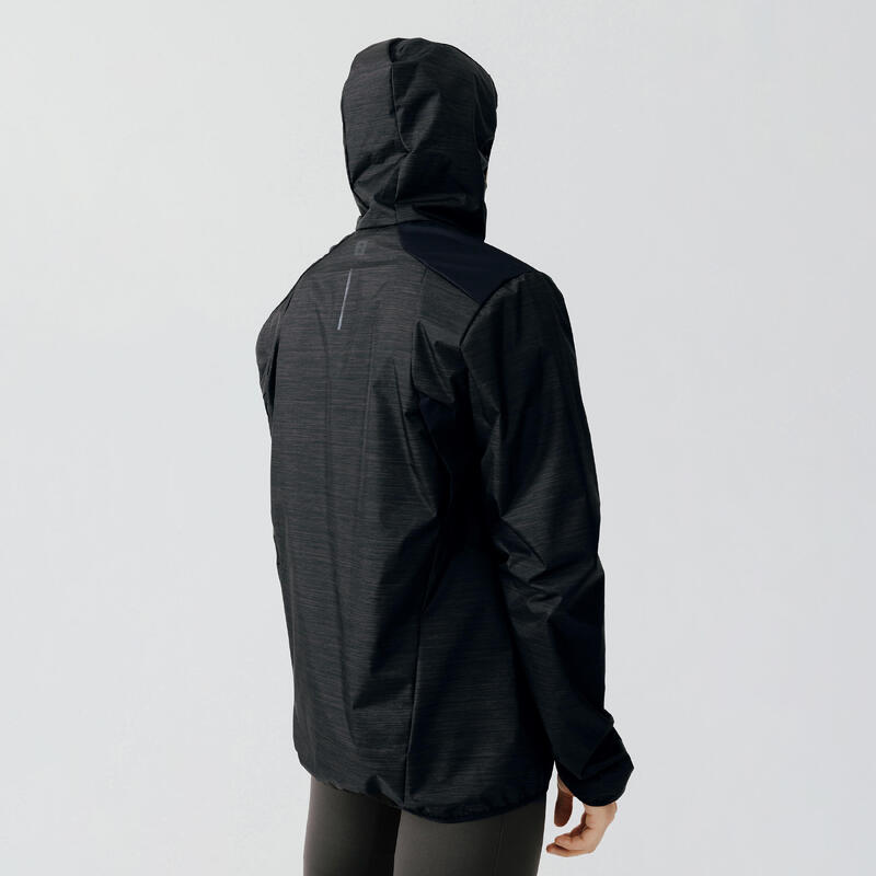 Jachetă protecție ploaie și vânt Alergare Jogging RUN RAIN Negru Bărbați 