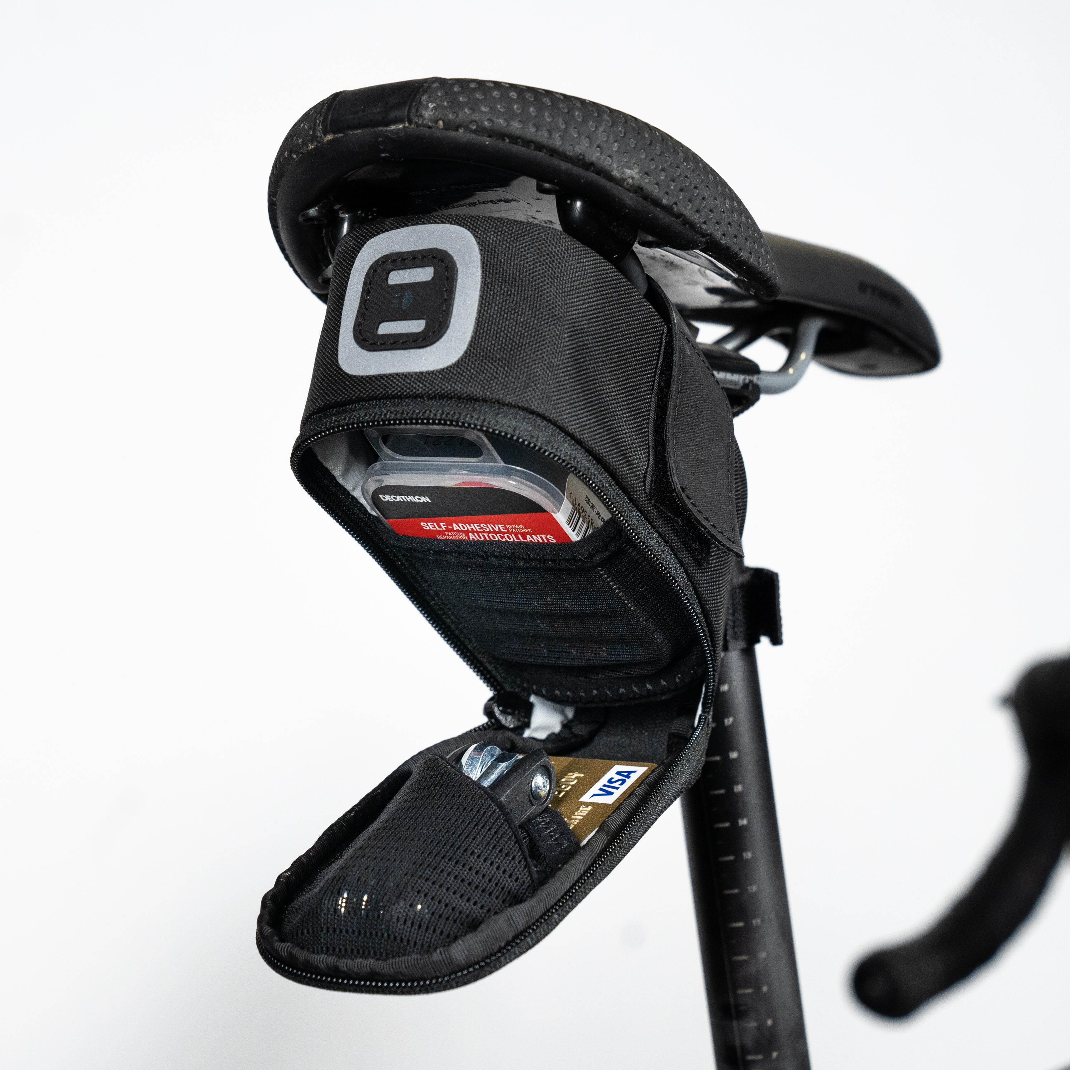 Sacoche De Selle Vélo Olife Obag Avec Tirette Maratac Glow - Gris - Occasion Bon état