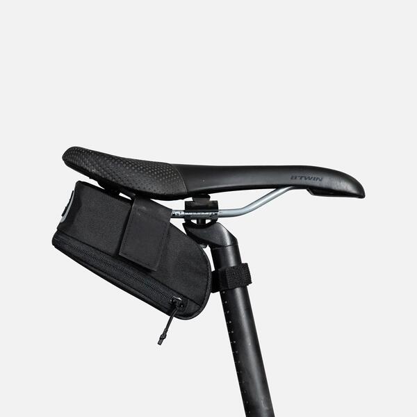 Small black saddle bag with strap mount