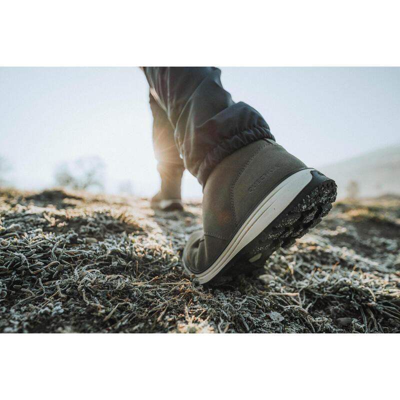 Chaussures de randonnée en cuir chaud homme, NH500 High Leather vert