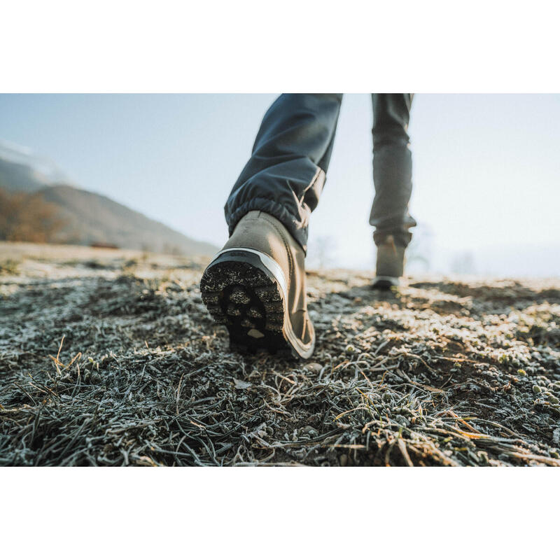 Botas de Couro de Caminhada Quentes e Impermeáveis Homem SH500 Cano Alto