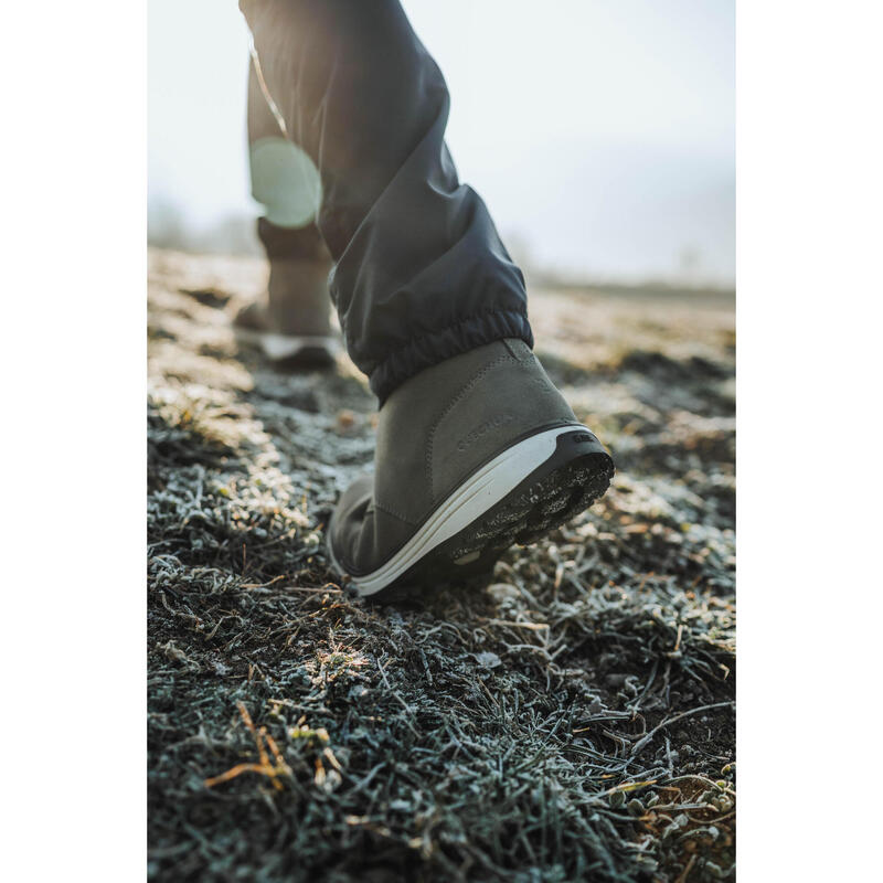 Chaussures de randonnée en cuir chaud homme, NH500 High Leather vert