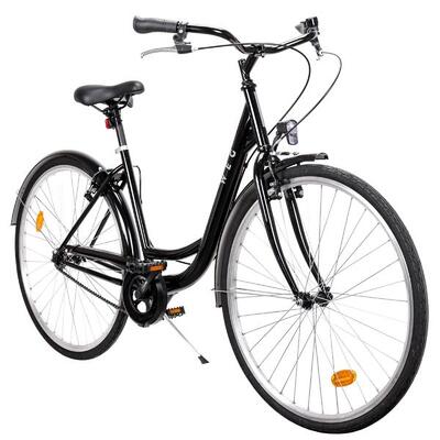 Stadsfiets weg 28 inch met laag frame, zwart, single speed