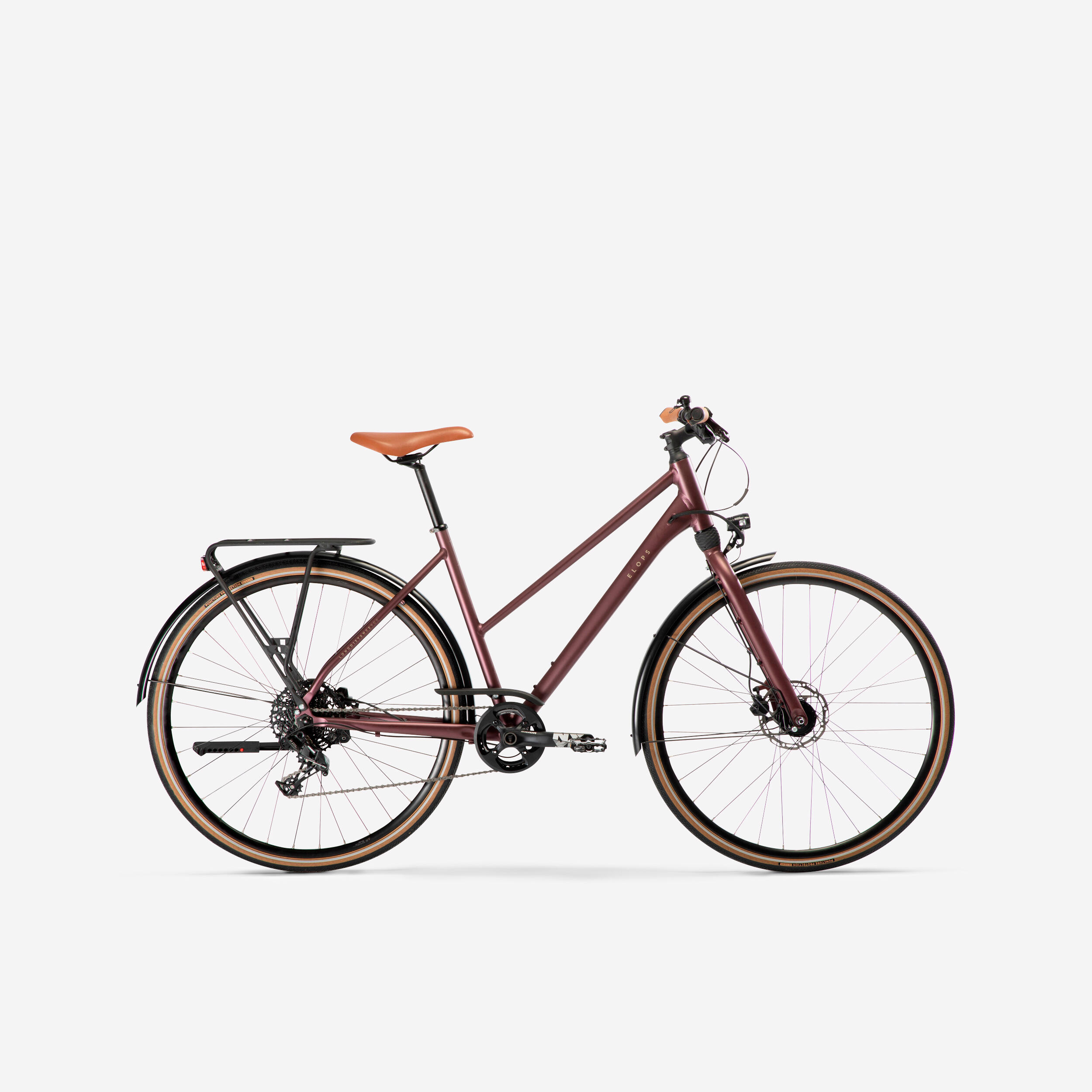 Mestský bicykel na dlhé vzdialenosti - Mestský bicykel LD 900 na dlhé trasy s nízkym rámom bordový